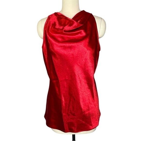 Sies Marjan Red Louma Satin Cowl Neck Tunic Top |Size 8 - Picture 2 of 10